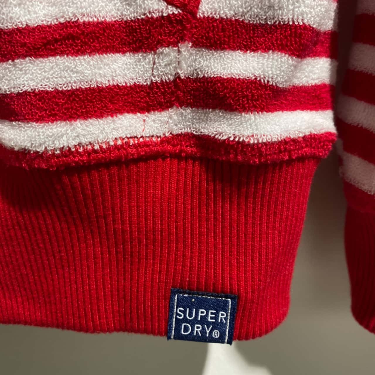 Superdry Womens Size S Hoodie Red / Striped / White (s)