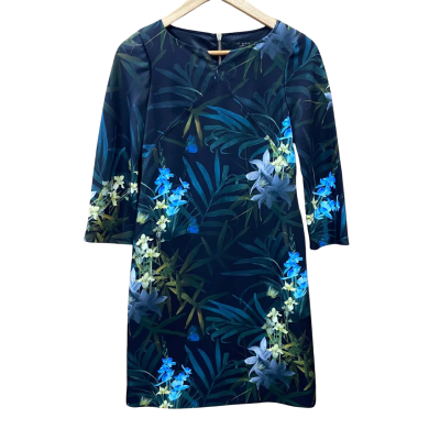 Ted Baker Black/Floral Patterned Dress Size 0
