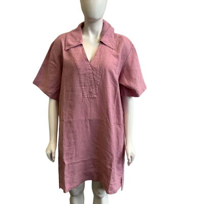Country Road Women's Size 12 Organic French Linen Tunic Dress Blush