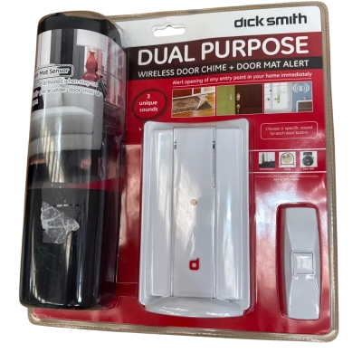Dick Smith Dual Purpose Wireless Door Chime + Door Mat Alert. 