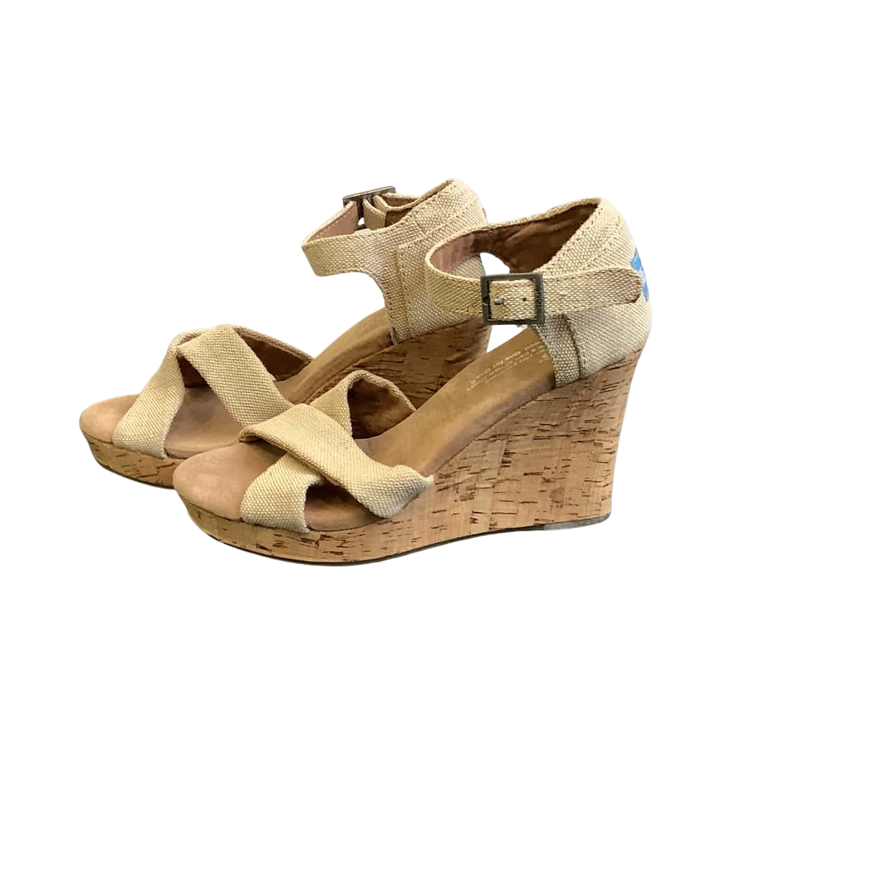 TOMS Women's Size 5.5 Cork Wedges Beige