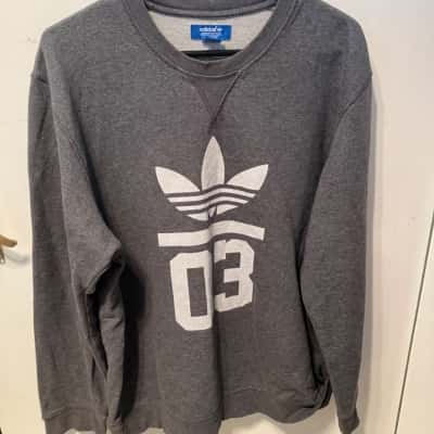 Adidas Mens  Size L Pullover Grey / White 