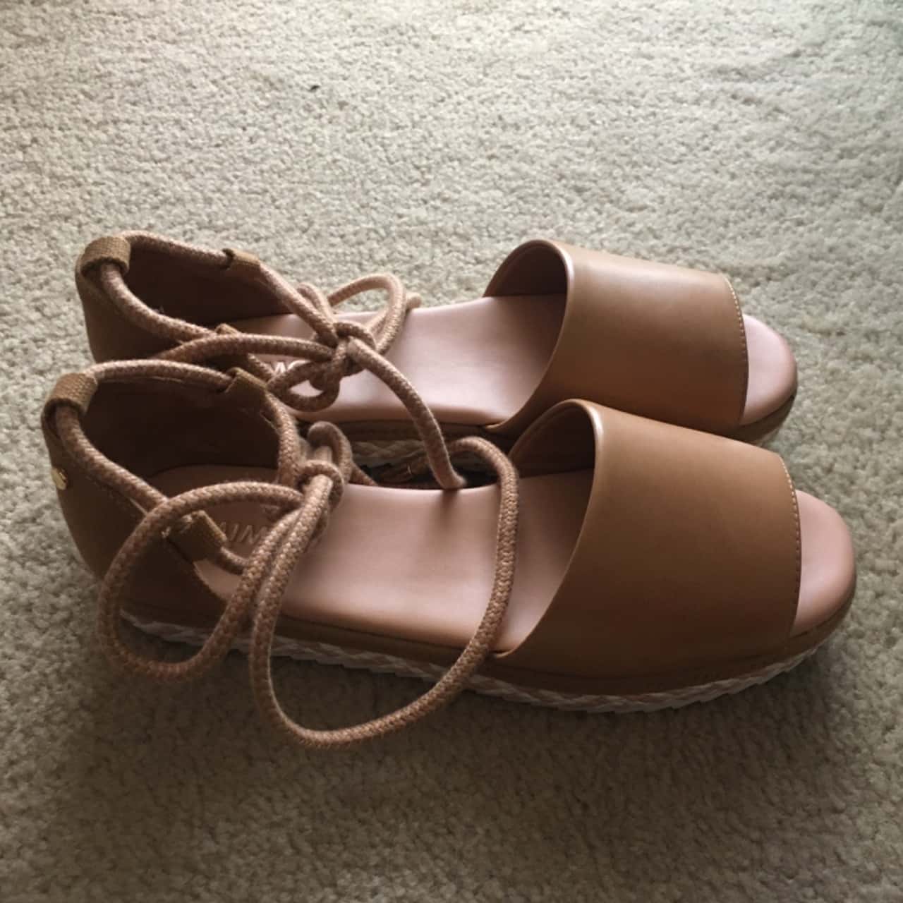 Mimco Womens Leather Brown / Honey Amble Espadrille Sandals / Shoes