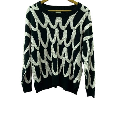 Gorman Jumper Wave-Like Graphic Design Size 6 Light Pink & Black  
