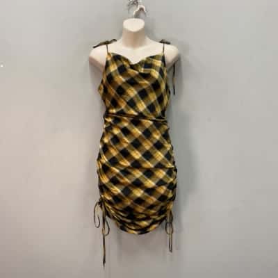 Lioness Womens  Size XS Mini Dress Black  / Checked / White / Yellow 