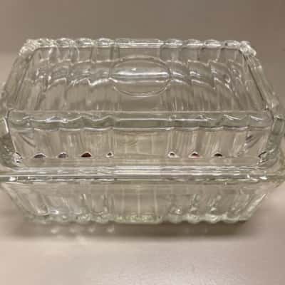 Vintage glass butter dish, Vintage butter box