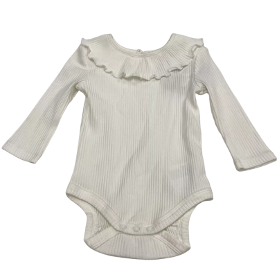 BNWT Sportscraft Kids Size 0 White Rib Frill Onesie 