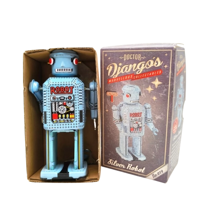 Doctor Django's Marvelous Collectables Silver Robot No.019 Clockwork Toy  (brica cubes)