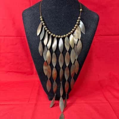 Equip Leaf Fringe Statement Necklace