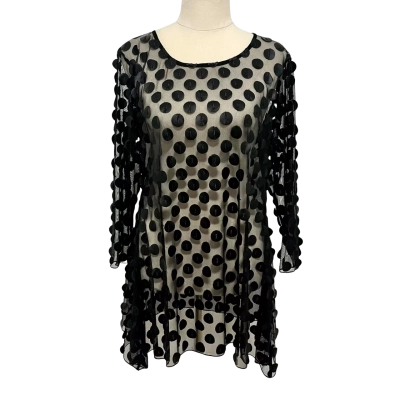 Frank Lyman Womens  Size M 3/4 Sleeve Top Black  