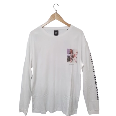 ZGY Denim Mens  Size M Long Sleeve Shirt White 