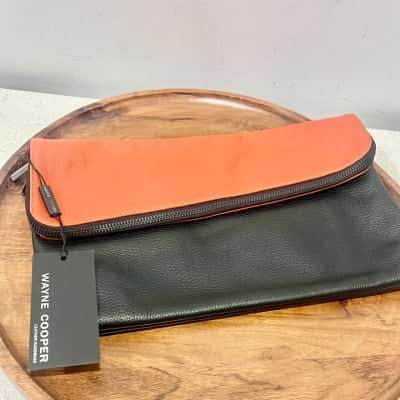 BNWT Wayne Cooper Black leather Pouch Clutch 