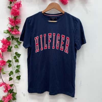 Tommy Hilfiger Unisex  College Logo Tee Size M Navy Blue 