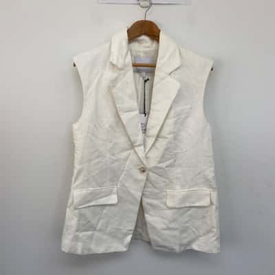Witchery Chalk Sleeveless Waistcoat Blazer  Size 14 