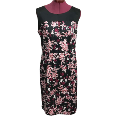 Jacqui-E Contour Cotton Blend Floral Sleeveless Dress