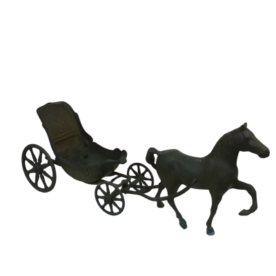 Vintage Brass Horse and Cart as pictured Approx 36 x 15cm