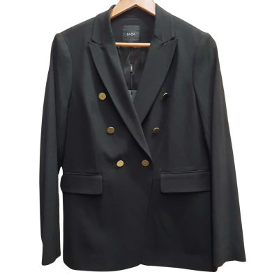 New With Tags SABA 'Jemma' DB Black Fitted Jacket with Gold Hardware