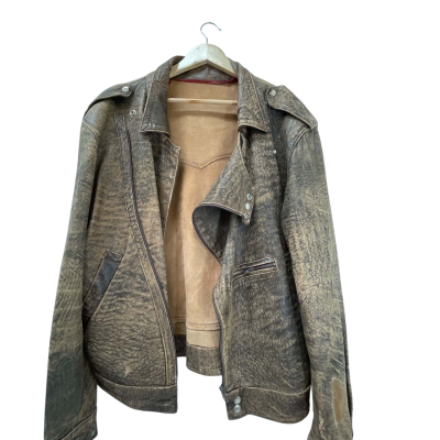  Womens Size M Leather Jacket Brown 