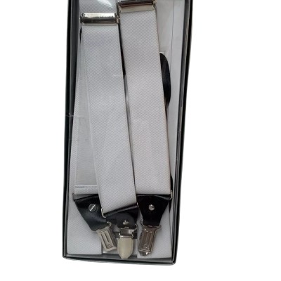 Boxed pair of Carlo Visconti Suspenders in White/Silver 