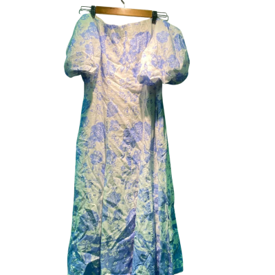 Portmans Womens  Size 12 Off The Shoulder Dress Blue / Floral / White 