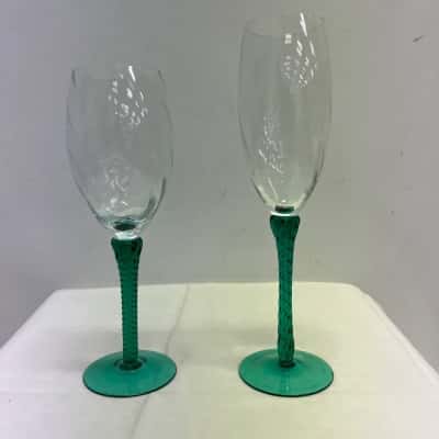 Vintage Green-Stemmed Wine Glasses