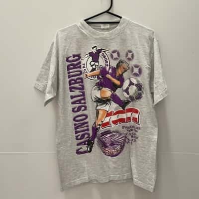 Casino Salzburg 1994 UEFA Cup Finalist Mens/Women’s Size XL Short Sleeve Shirt Grey 