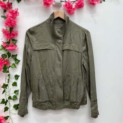 Sussan Womens Peplum Jacket Size 10 Khaki 