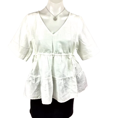 Country Road Tie Side Popover Shirt - Antique White Size 6