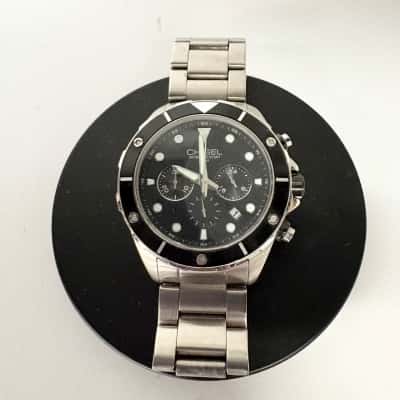 Chisel Men's Water Resistant Watch with a stainless steel band and black dial- untested
