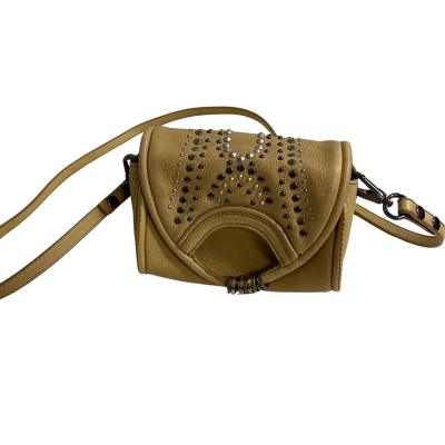 Mimco Womens Leather Studded Crossbody Bag Tan