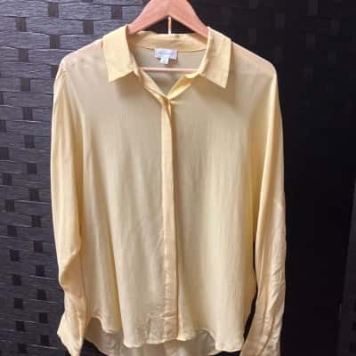 Witchery Womens  Size 14 Button Up Top Yellow 