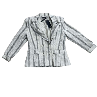 BNWT Forcast Molly Striped Linen Blend Blazer Size 16