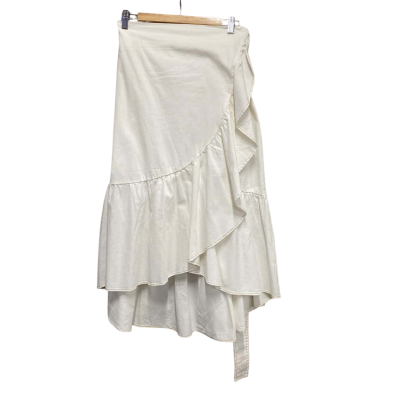 Alessandra Womens  Size L Asymmetrical Hemline Skirt White 