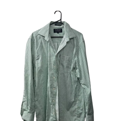 RB Sellars Men's Size L Checked Shirt Green / Off White 