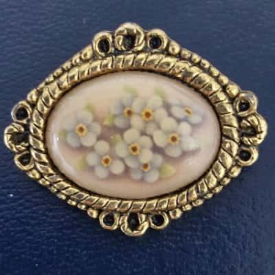  Womens Vintage Camco Brooch Blue Forget Me Not Flowers 