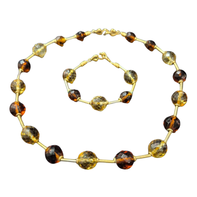 Faceted Glass Bead Necklace & Bracelet