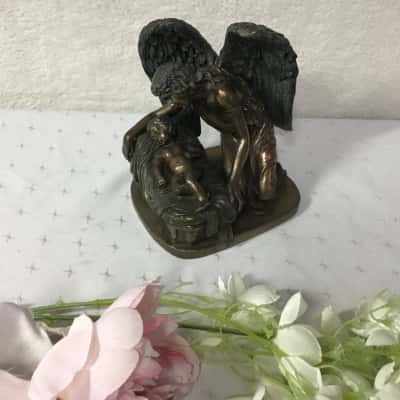 Guardian Angel Whisper with Christ Child Cold-cast Bronze Resin Figurine