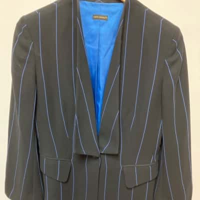 Carla Zampatti Womens  Size 6 Black  / Blue / Pinstriped 