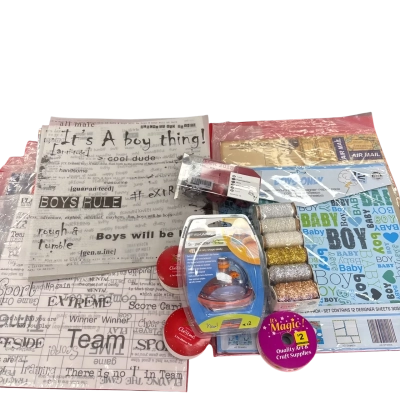 Scrapbooking bundle (paper bundles & brand new shape cutter plus) mostly boy themed 