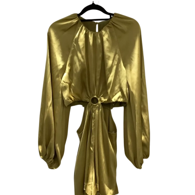 Sheike Womens  Size 10 Gold Satin Playsuit Longleeve, Open Waist Shorts
