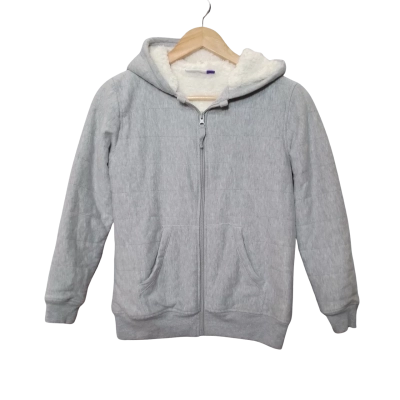 Lily & Dan Kids Size 12 Grey Fleece-lined Hooded Jacket 