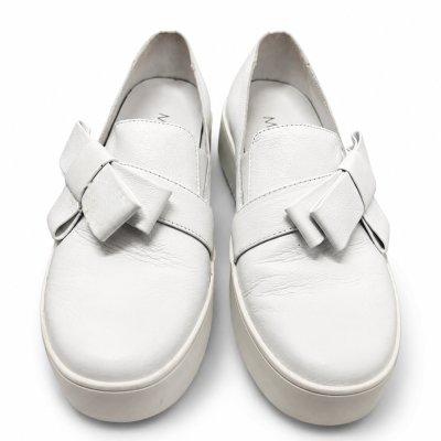 Midas Locka-Mi White Leather Bow Loafers – Size 38