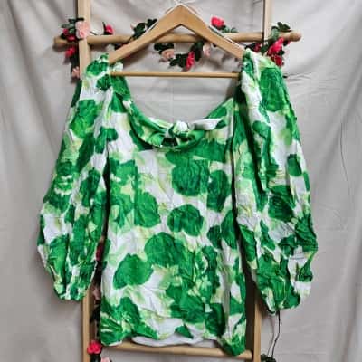 Womens Alice McCall Silk Blend Green Pattern Top Size 6
