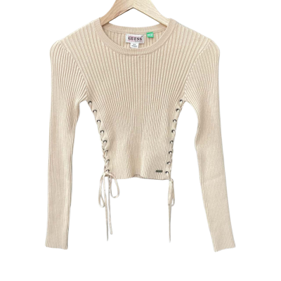 Guess Womens  Size S Long Sleeve Top Beige 