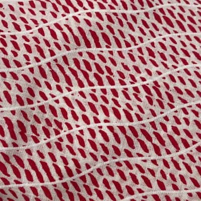 Red White Patern Linen Cotton Blend Material