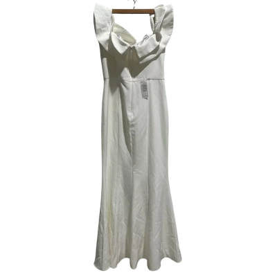 Forever New “Lulu Ruffle Off Shoulder Gown”/Porcelain (ivory/white), size 12.