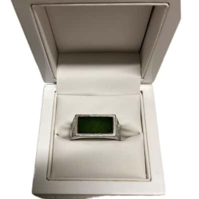 Mens Ring Green / Sterling Silver Engraved