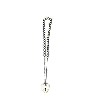 Vintage Sterling Silver Heart Padlock Charm Bracelet