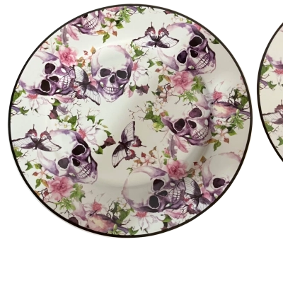 Coco & Lola set of 4 plates Skull & Butterfly