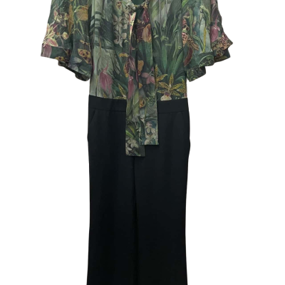 Ted Baker Women's  Size 0 Short Sleeve Jumpsuit Black  / Green / Multicoloured 